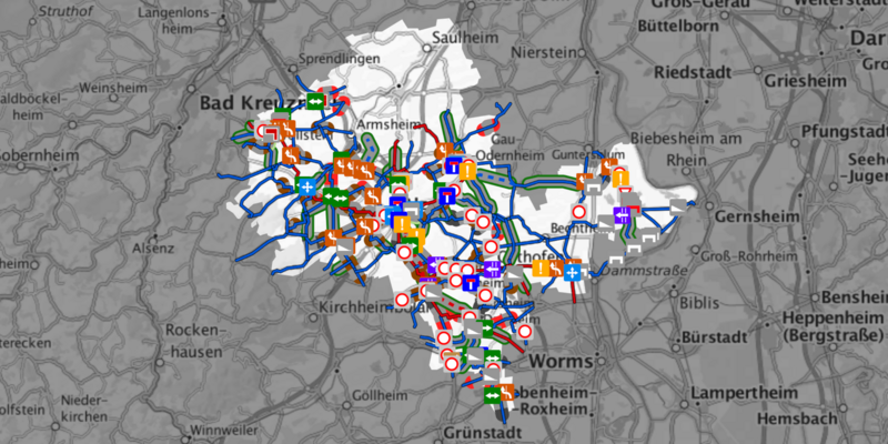 Karte der Beteiligung des Radverkehrskonzeptes Alzey-Worms 